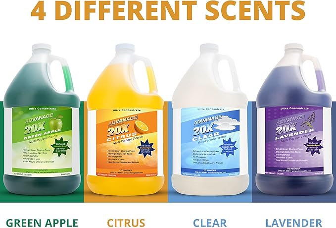 All Purpose Cleaner Concentrate - Advanage 20X The Wonder Cleaner Citrus for All Surfaces Around Bathroom, Kitchen, Oil and Grease | Multi Purpose Cleaner for Household Cleaning Solution | 128 Fl Oz