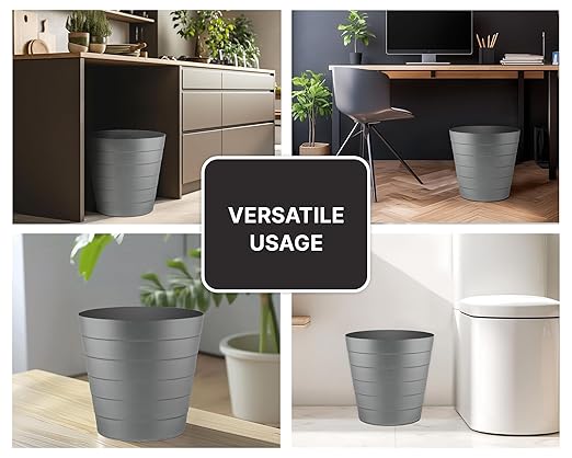 Small Trash Can (2.1 Gallons), Dorm Trash Can, Heavy Duty Dust Bin, Mini Garbage Can for Bedroom (Pack Of 3), Plastic Wastebasket, Bathroom Wastebasket (Grey) Round paper Trashcan, Office Trash Bin