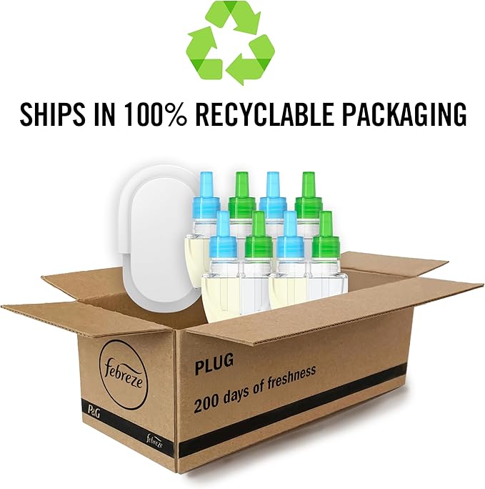 Febreze Plug In Air Freshener, Odor-Fighting Scented Oil Starter Kit, Air Fresheners for Home and Bathroom and Kitchen, Long Lasting for Strong Odors, Gain Original Scent, Warmer + 4 Refill