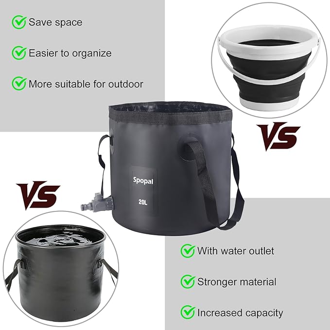 Collapsible Bucket with Handle 20L, Multifunctional Folding Water Container for Camping, Hiking, Traveling, Fishing, Laundry, Gardening, Waterproof, Durable, Lightweight