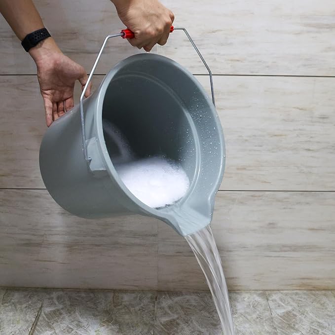 4 Packs Commercial Round Buckets, 14 Quart Plastic Round Utility Pail with Handle, Grey