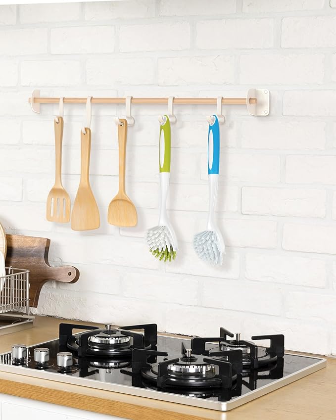 Dish Brush, Dish Scrubber & Kitchen Scrub Brush for Dishes, Pots, Pans, Sink, Cast Iron, Yellow Blue 2 Pack