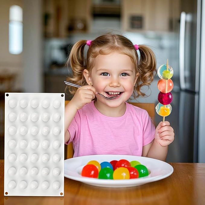 Small Chocolate Molds, 35-Cavity Silicone Sphere Candy Molds, Chocolate Mold for Cake Decoration, Chocolate Candy Gummy Mousse Jelly Pudding Ice Cube Tray, Fruit Snacks, Keto Snacks