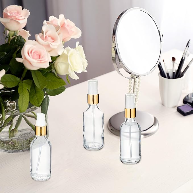 Tessco for you 20 Pcs 2 oz/60 ml Glass Spray Bottles Empty Perfume Atomizer Refillable Clear Decorative Empty Bottles with Fine Mist Sprayer Pump for Face Body Travel(Clear)