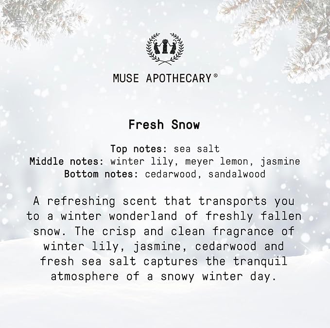 Muse Apothecary Room Ritual - Room Spray, Aromatic and Relaxing Room Mist, Air Freshener Spray, Infused with Natural Aromatherapy Essential Oils - 8 oz, Fresh Snow