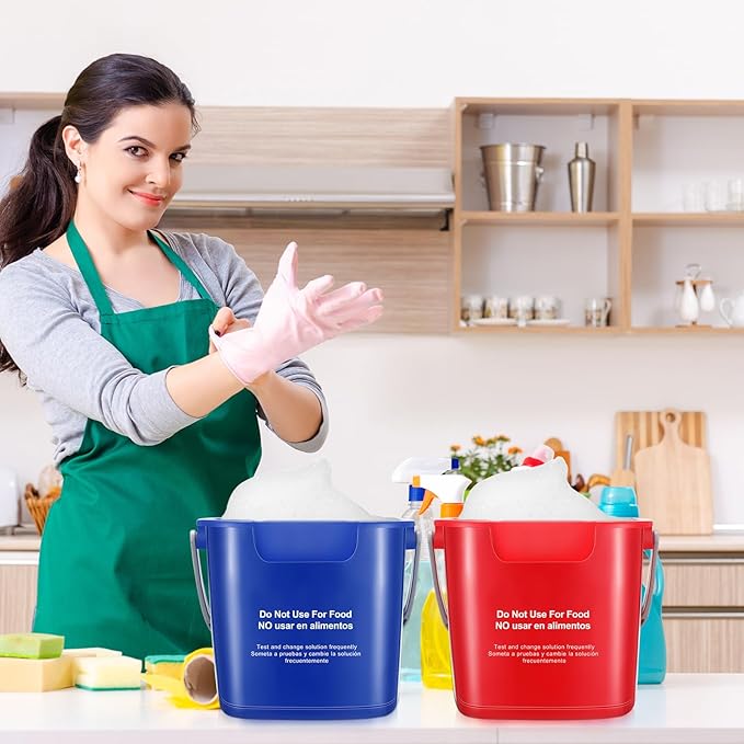 Uiifan 3 Pcs 6 Quart Bucket for Cleaning Small Sanitizing Square Bucket Detergent Pail Plastic Utility Cleaning Pail for Home Commercial Restaurant Kitchen Office School Commercial Use (Multicolor)