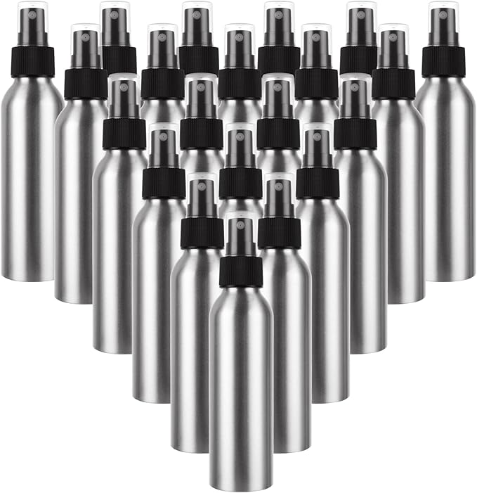 APACALI 24PCS Aluminum Spray Bottle 4oz Mini Mist Sprayer Metal Spray Bottle, Empty Spray Bottles, Reusable Bottles Small Spray Bottles for Travel, Cosmetic Perfume, Toner, Face Spray