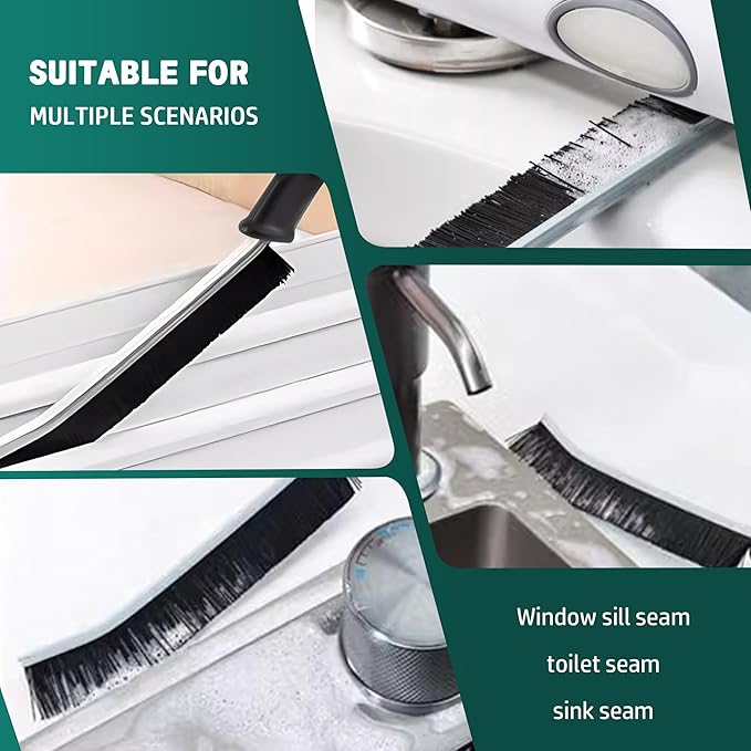 3Pcs Crevice Cleaning Brush Tool Grout Brush Cleaning Supplies, Home Essentials Bathroom Multifunctional Gap Scrub Hard Bristle Brushes for Household Use (Black Cleaning Brush-A)