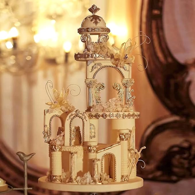 Rainmae 4 Pcs Baroque Fondant Silicone Molds, Relief Flower Lace Chocolate Mould, Scroll Lace Clay Mold, Filigree Mold 3D Sculpted Decoration, Cupcake Topper, Jewelry, Polymer Clay, Crafting Projects