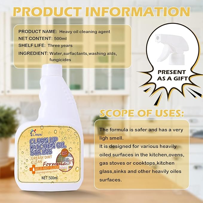 Liapu All Purpose Cleaner, Remove Stains Cleaning Spray, Lemon Breeze Scent Multipurpose Heavy Duty Degreaser, Kitchen Cleaning Supplies Removes Oil Stains On Microwave & Oven & Stove Top