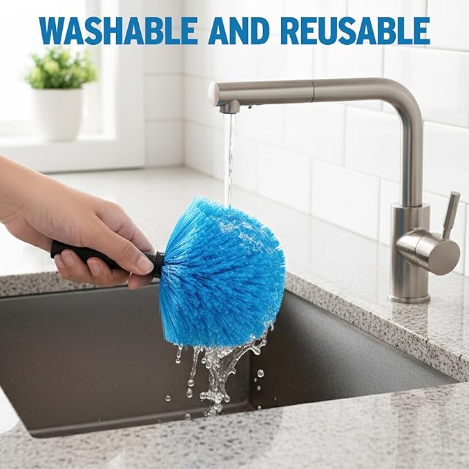 23FT High Reach Cobweb Duster with Extension Pole, Spider Web Brush with Lightweight 4-16.5 ft Telescoping Pole, Soft Bristles Webster Cobweb Duster for Outdoor Indoor Cleaning