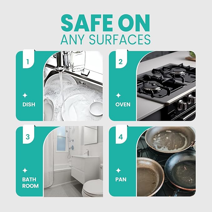 HELIME Dishwand Handle with Sponge Refills,5 Heavy Duty Dish Wand Refill with Hole,Non-Scratch Dishwashing Brush with Soap Control Dispenser, Leak-Proof Kitchen Scrubber for Pans,Dishes,Scrub Clean