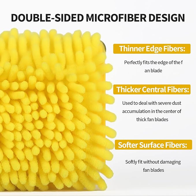 High Ceiling Fan Cleaner Duster for Fans Blades Cleaner with 78.7in Extension Pole Extra Long Handle Cleaning Tool,Reusable Chenille & Microfiber Mop Head for Baseboard Wall Floor Window Glass Wiper