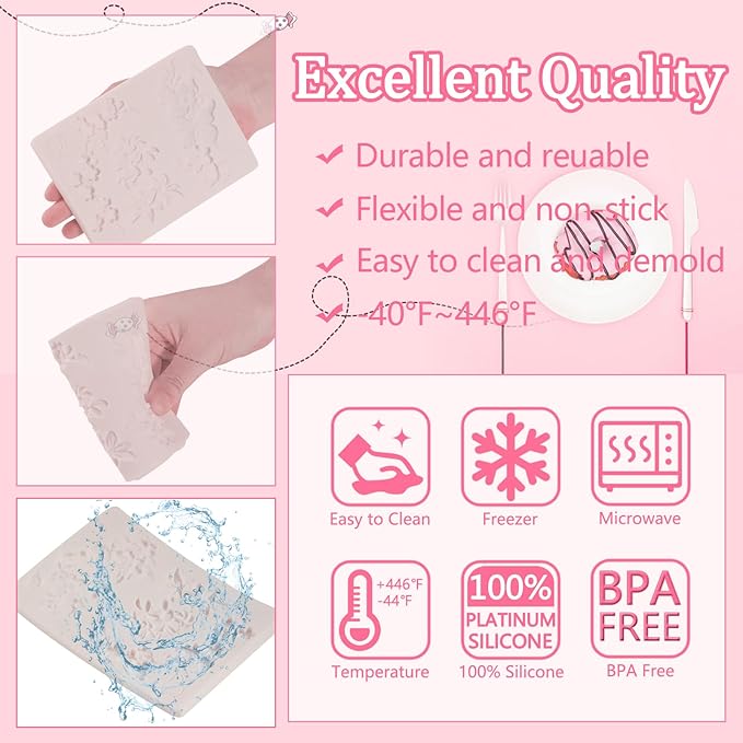 1 Pcs 3D Embossed Flower Fondant Mold, Exquisite Butterfly Lily Chocolate Silicone Molds, for Birthday Cake Decoration, Wedding Dessert Table, Candy, Keychain, Resin Crafts