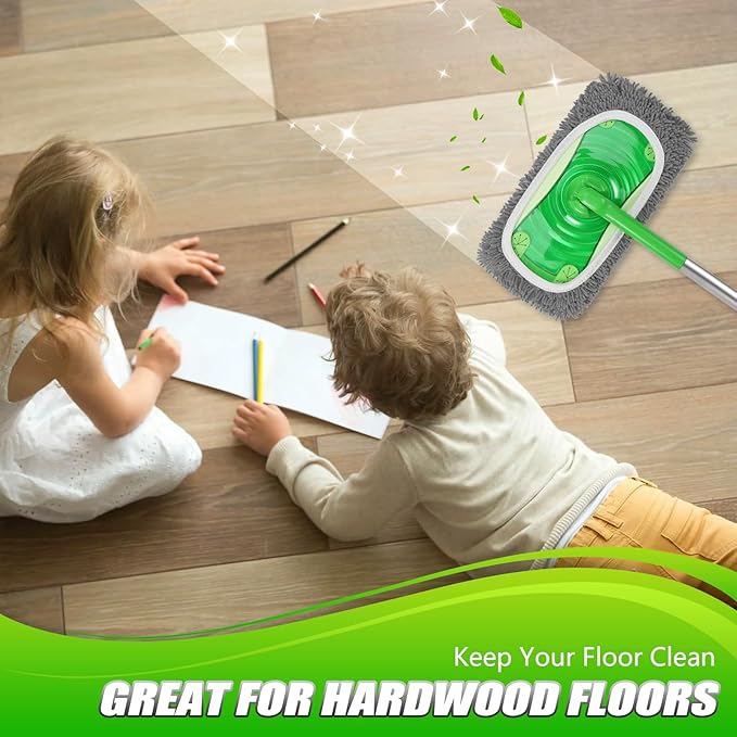 Set of 4 Reusable Microfiber Mop Pads Compatible with Swiffer Sweeper, Dry Sweeping Cloths, Washable Wet Mopping Cloth Refills for Floor Cleaning (Mop is Not Included) (Multicolor 2, 4 Pack)