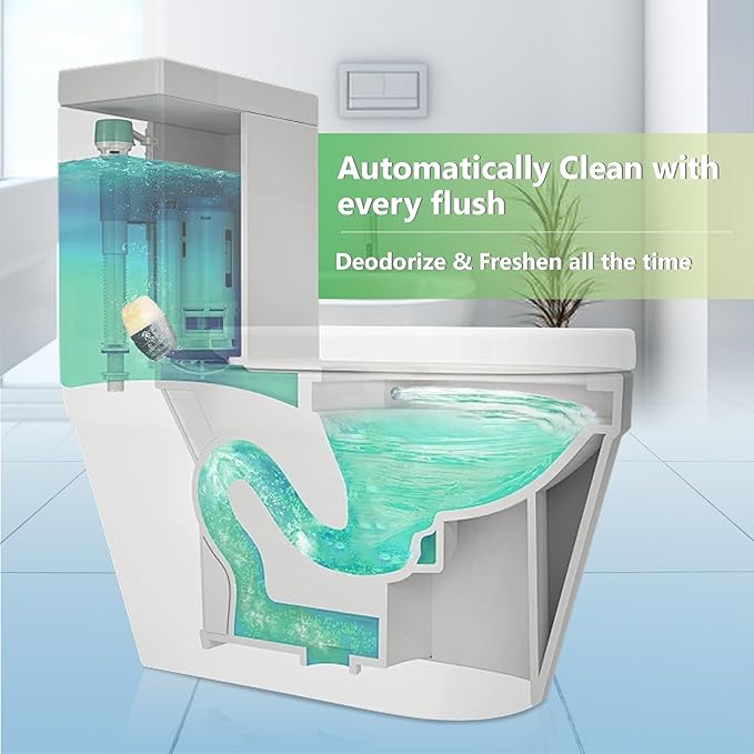 Toilet Bowl Cleaner Tablets, Automatic Toilet Bowl Cleaners, Long-Lasting Toilet Tabs Drop in Tank for Deodorizing & Descaling, Green & Yellow, 20 Packs