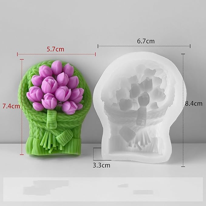 Tulip Flower Candle Mold - Resin Casting Silicone Molds for Home Decor & Candle Making Wave Spiral Mold