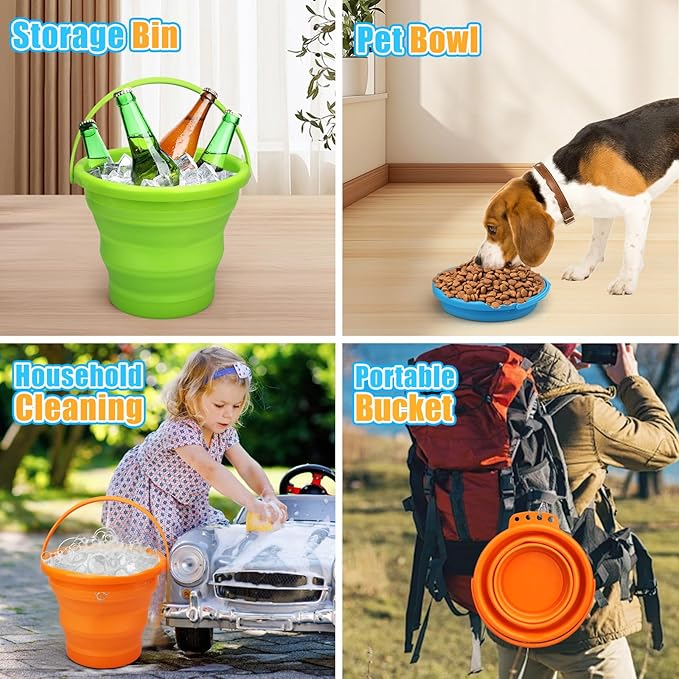 Collapsible Bucket Sandbox Kit Toys for Kids, Foldable Bucket Multi Purpose Sand Pail for Garden Planting Washing Camping Fishing, Beach Essential Travel Toys Summer Activity Fun