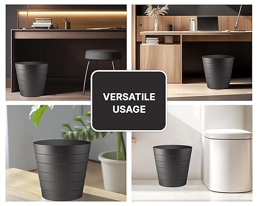 Small Trash Can (2.1 Gallons), Dorm Trash Can, Heavy Duty Dust Bin, Mini Garbage Can for Bedroom (Pack Of 3), Plastic Wastebasket, Bathroom Wastebasket (Black) Round paper Trashcan, Office Trash Bin