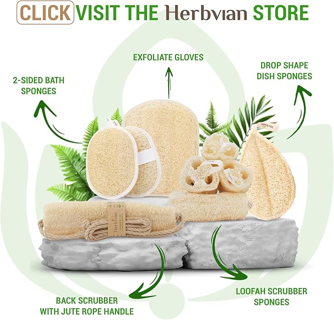 Natural Loofah Dual-Sided Scouring Pads, Plant-Based Non-Scratch Scrubbers for Kitchen Cleaning, Dishwashing, Household Use, 12 Count