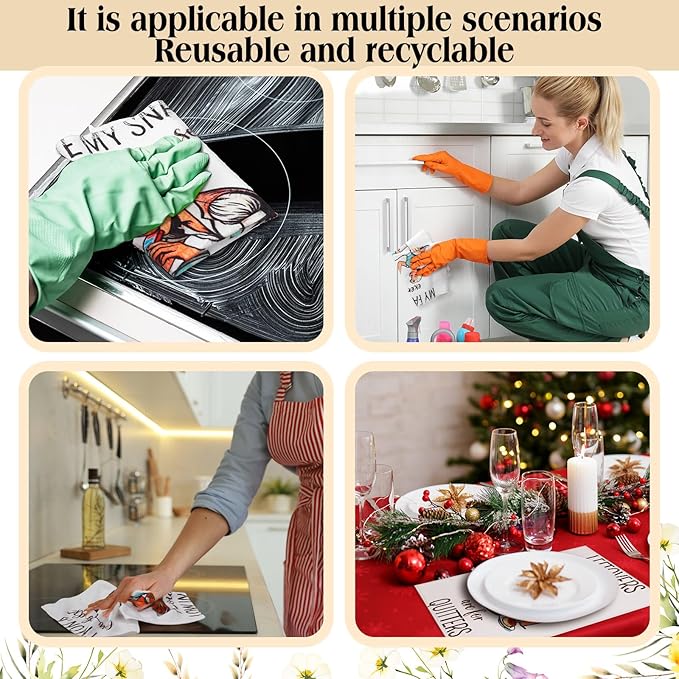 36 Pack Reusable Cleaning Cloths Washable Cotton Kitchen Towels for Home(Funny Style,Retro)