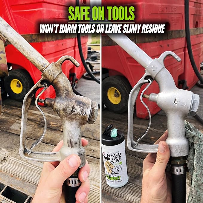 Grip Clean Heavy Duty Hand & Tool Cleaning Wipes β Waterless Hand Cleaner for Mechanics, Garage & Shop Use β Dual-Sided Grease, Oil & Paint Remover Wipes with Citrus Scent - 30ct