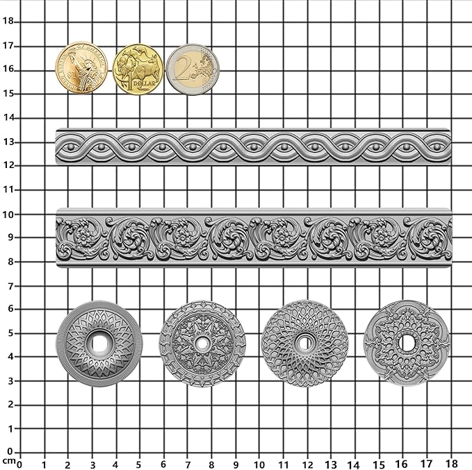 Art Mold for Polyclay Air Dry Clay Plaster, Trimmings and Medallion