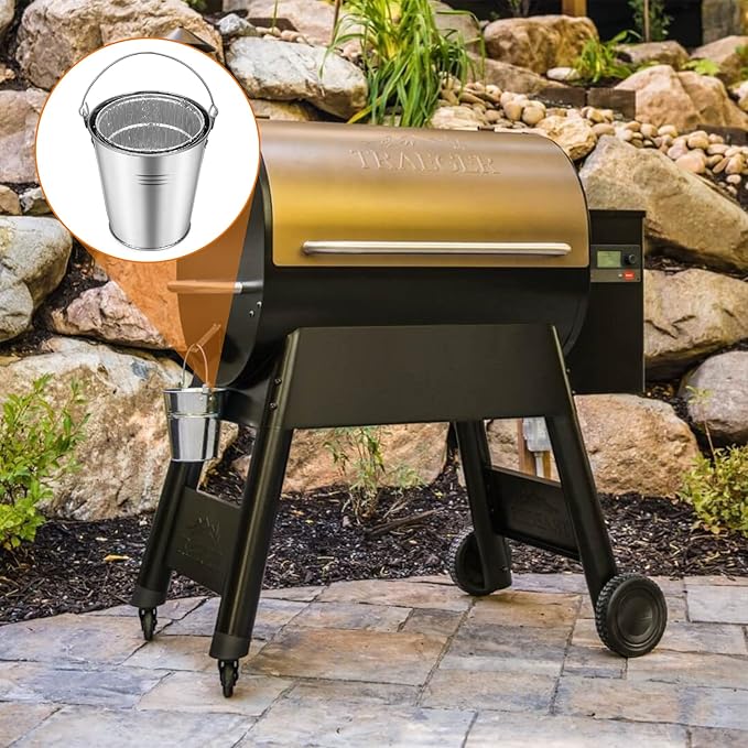 Stanbroil Grill Grease Bucket Replacement with 10-Pack Bucket Liners for Traeger 20/22/34 Series, Pit Boss, Camp Chef, Louisiana, etc Pellet Grill/Smoker, Silver