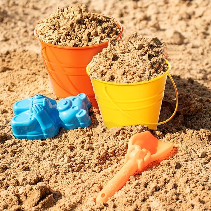 Sadnyy 6 Pack Galvanized Bucket, 5" Metal Bucket with Handles, Metal Buckets and Pails, Kids Party Supplies, Toy Container Table Centerpiece Decoration(Green, Yellow, Orange, Blue, Purple, Pink)