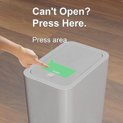 N. NETDOT Bathroom Trash Can with Lid 3 Pack Set, 2 Packs 4 Gal Slim Kitchen Trash Can and 1 Pack 2.6Gal Garbage Can, Small Trash Bin/Waste Basket for Bedroom (Grey, Pack of 3)