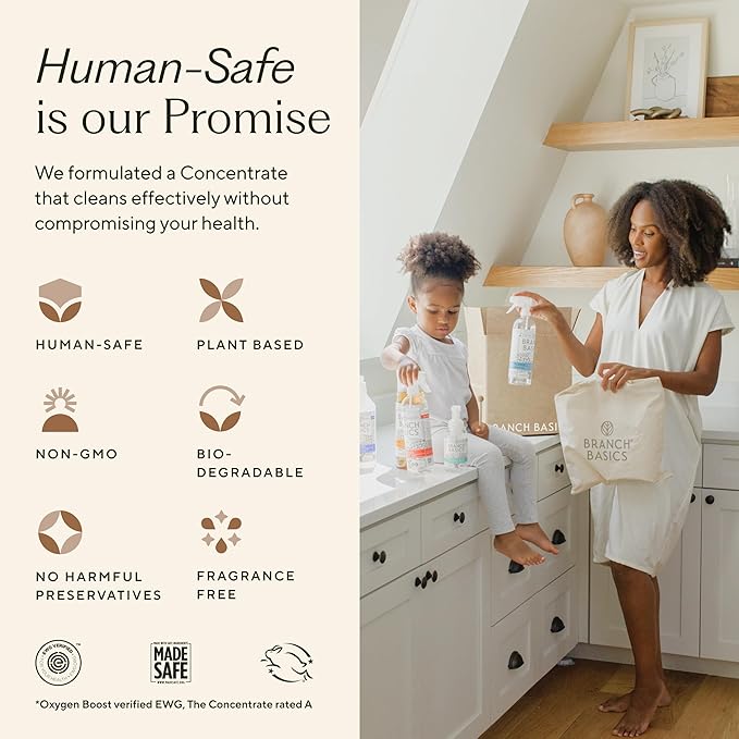 Branch Basics Premium Starter Kit in Glass: All Purpose Cleaner, Glass Cleaner, Bathroom Cleaner, Wash Bottle, and Laundry Bottle (3 Glass Spray Bottles + Concentrate) Fragrance-Free