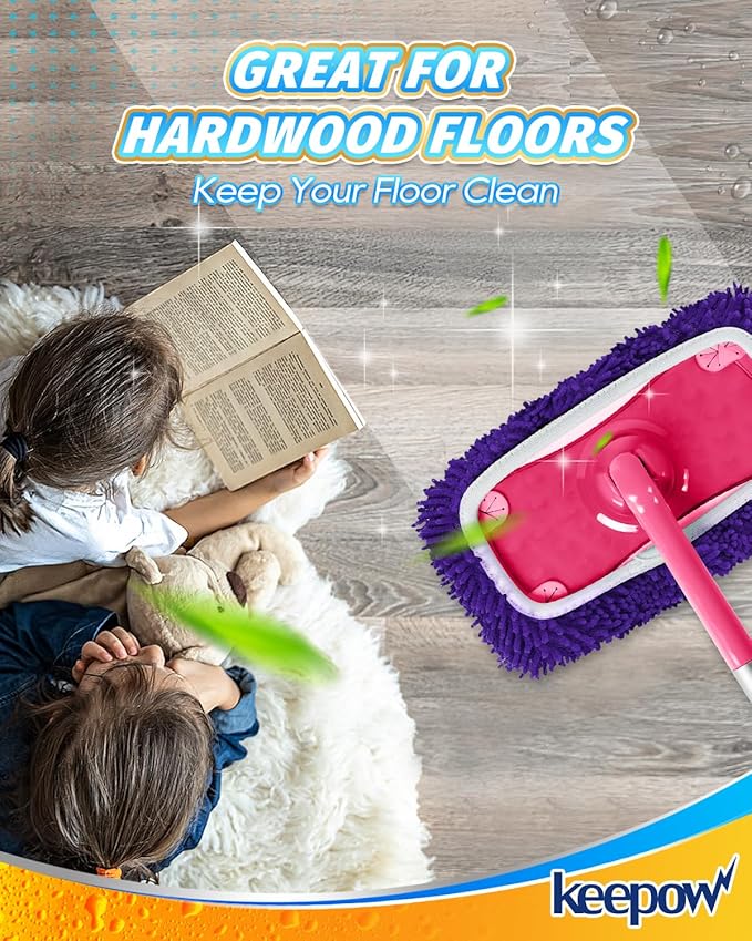 8Pcs Reusable Microfiber Mop Pads Compatible with Swiffer Sweeper Mop, Replacement Wet Mopping pad Refills & Washable Dry Sweeping Cloths for Surface/Hardwood Floor Cleaning