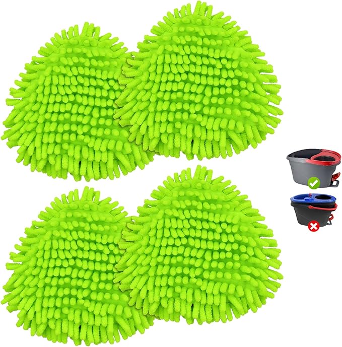 Mop Cloth Reusable, Mop Replacement Head Compatible with EasyWring & Clean Spin System Wet-Dry Mops Cloth for Household 4 Pack