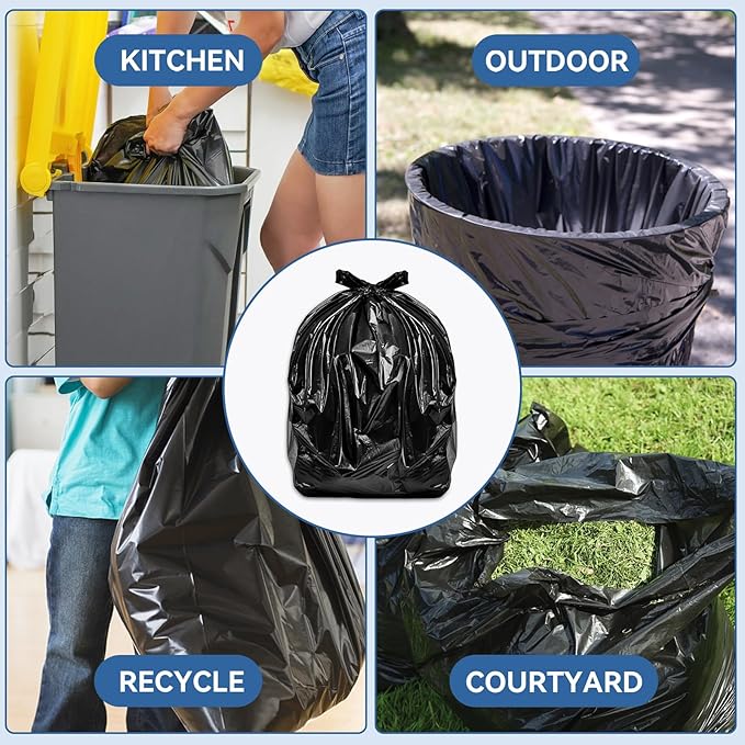40-45 Gallon Trash Bags,Large Black Trash Bags,Heavy Duty Plastic Garbage Bags for Household Office Restaurant (Black, 50 Count(39 x 47"))