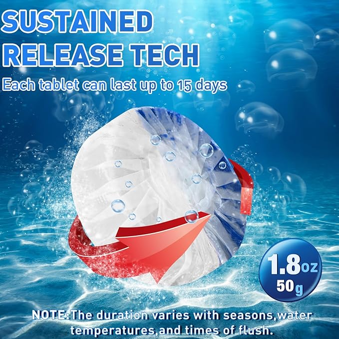 Qualirey 100 Pack Automatic Toilet Cleaner Tablets Toilet Bowl Long Lasting Bathroom Tank Tablets (Blue and White)