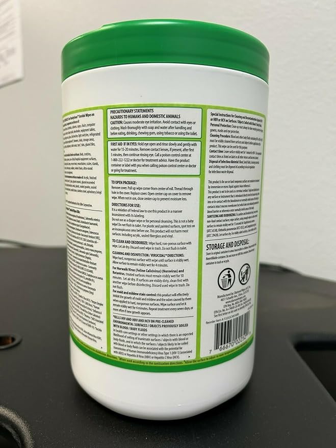 Steridol Wipes Canister, Hard Surface Wipes Multipurpose Cleaning 160 Count Fresh Lemon Scent Industrial Grade For Business Use