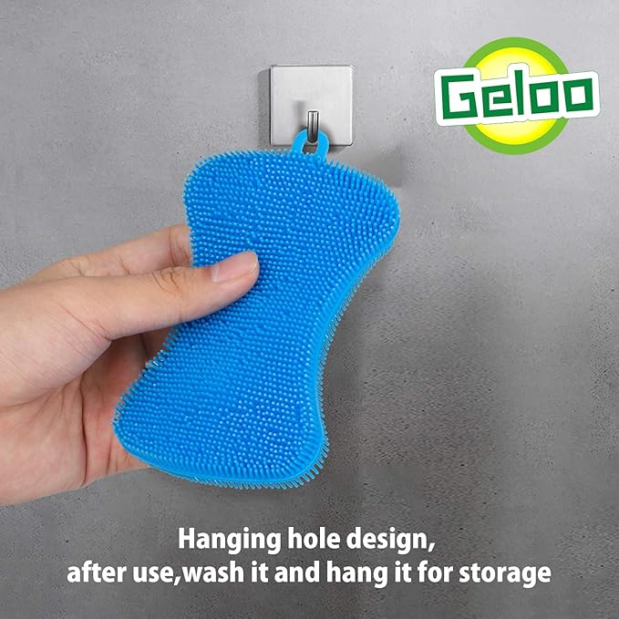 Geloo.Silicone Sponge Dish Brush, Double Sided Cleaning Brush for Dishes, Kitchen Gadgets and Accessories (3 Pack)