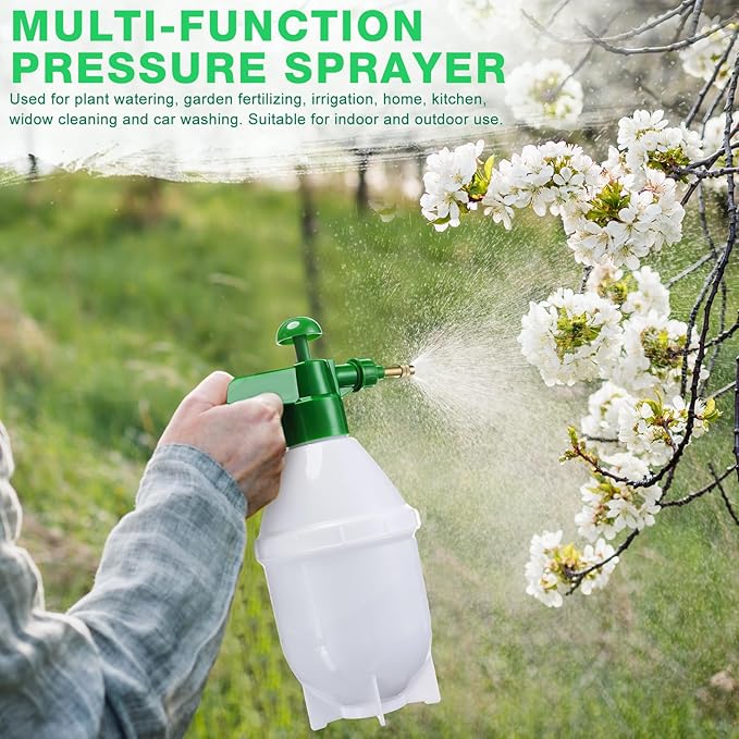 2 Pcs 27 oz Handheld Pump Spray Bottle Garden Spray Bottles Lawn Pressure Hand Pump Sprayer with Adjustable Nozzle for Chemicals Watering Weeds Garden and Car Detailing & Washing (Green)