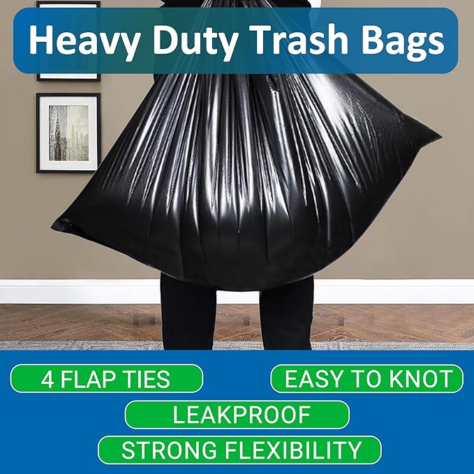 20 Gallon Heavy Duty Trash Bags (100 Count) 1.2 MIL THICK with Twist Ties Compatible with Rubbermaid Brute & Winco & Behren 20 Gallon Round Trash Can Extra Large Sturdy & Tear-Resistant