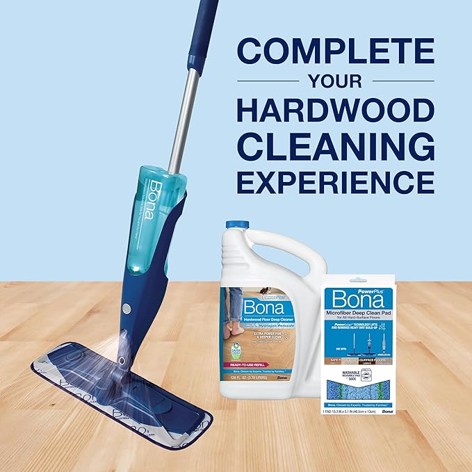 Bona PowerPlus Hardwood Floor Deep Cleaner Refill - 128 fl oz - Refill for Bona Spray Mops and Spray Bottles - Residue-Free Floor Cleaning Solution for Wood Floors
