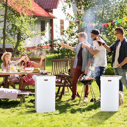 Nosiny 20 Pcs 50 Gallon Disposable and Reusable Corrugated Cardboard Trash Cans for Events, Recycling Bins Bulk with Trash Bags,Cardboard Garbage Boxes for Parties,18" x 18" x 36" (White)