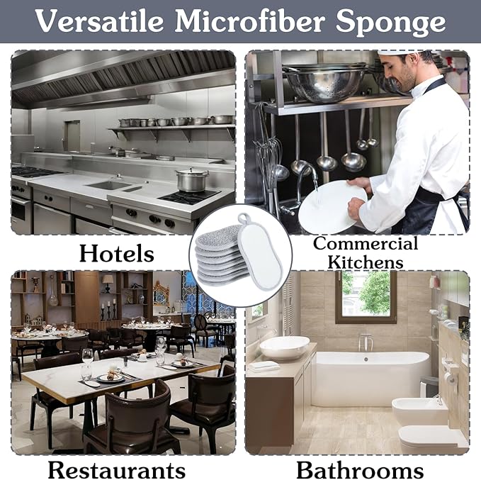 24 PCS Multi Purpose Scrub Sponges Gray Non Scratch Microfiber Sponge Cleaning Dish Scrubber Reusable Dish Sponges for Washing Dishes Along with Heavy Duty Scouring Power