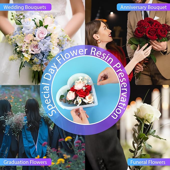 KISREL Large Heart Resin Mold, Heart Shaped Silicone Molds for Epoxy Resin, Large Molds for Flower Preservation, Deep Pour Mold for Furniture Decoration, DIY Wedding Bouquets, Valentine's Day Gifts