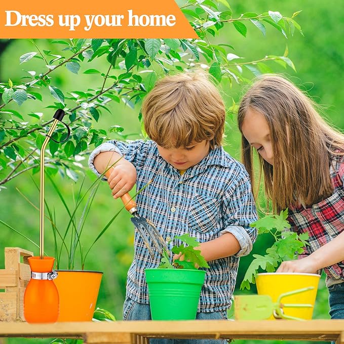 Boao Diatomaceous Earth Powder Duster Bulb Duster Sprayer 3.5 oz with Long Copper Garden Powder Applicator Dispenser for Organic Gardening Agricultural Supplies(Orange)