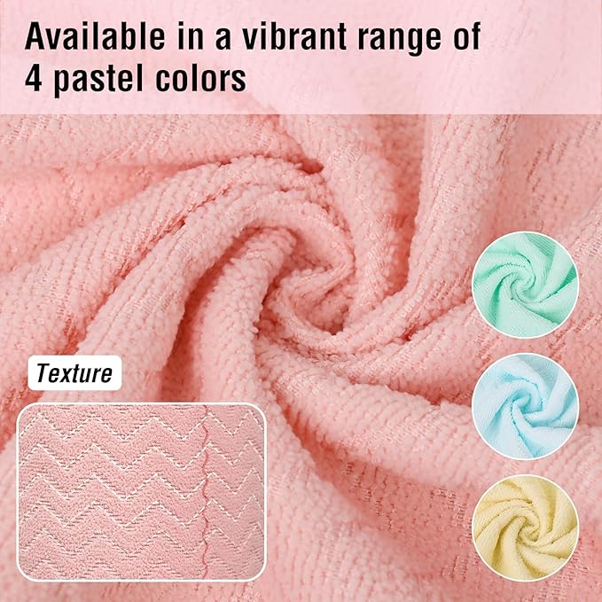 Microfiber Cleaning Cloths Roll, 75 Pack Tear Away Microfiber Towels Roll, 12" x 12" Lint Free Rags, Reusable Cleaning Cloths, Washable, Scratch Free,Ultra Absorbent Dish Rags(Pink Ripple)