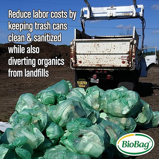 BioBag (USA) The Original Compostable Bag, 8 Gallon, 500 Count, 100% Certified Compostable Trash Bag Liners for Food Waste, Extra Strong and Durable