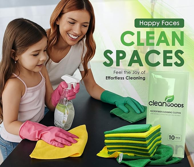 Microfiber Cleaning Cloths 16"x16" - Ultra Absorbent Cleaning Rags for Housekeeping - Reusable Microfiber Towels in Yellow and Green - Detailing Supplies for Kitchen Car Windows 10 Pack