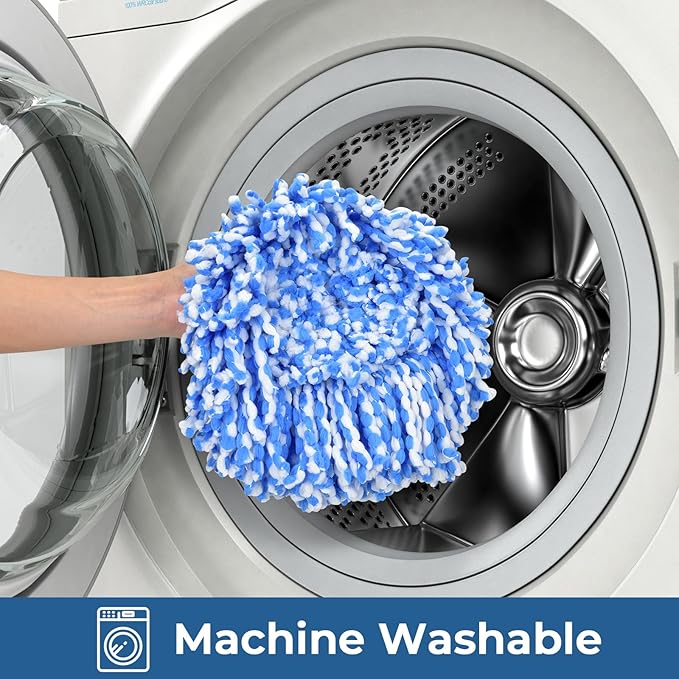 Matthew Cleaning 3Pack Blue Microfiber Spin Mop Replacement Head Compatible with EasyWring Spin Mop Replace Head-EasyWring High Absorbency,Machine Washable,Microfiber Spin Mop Refills