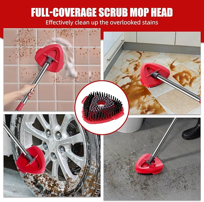 4 Pack Mop Replacement Heads Compatible with Oceda EasyWring 1-Tank System - Includes 1 Mop Scrub Brush Head,1 Mop Base,Microfiber Mop Refills, Easy Cleaning Mop Head Replacement(White)