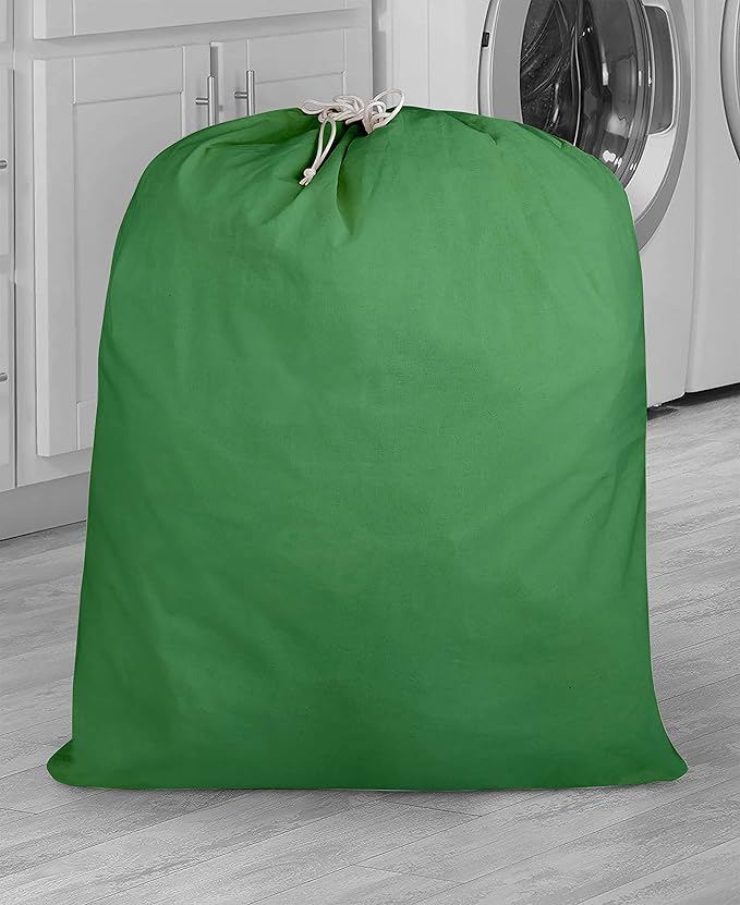Urban Villa Laundry Bag Canvas|Dirty Clothes Travel Laundry Bag|Machine Washable|Reusable College Hostel Hamper Liner Bag for Garments Delicates Drawstring Closure 4 Pack Green Color|Size 28X36 Inches